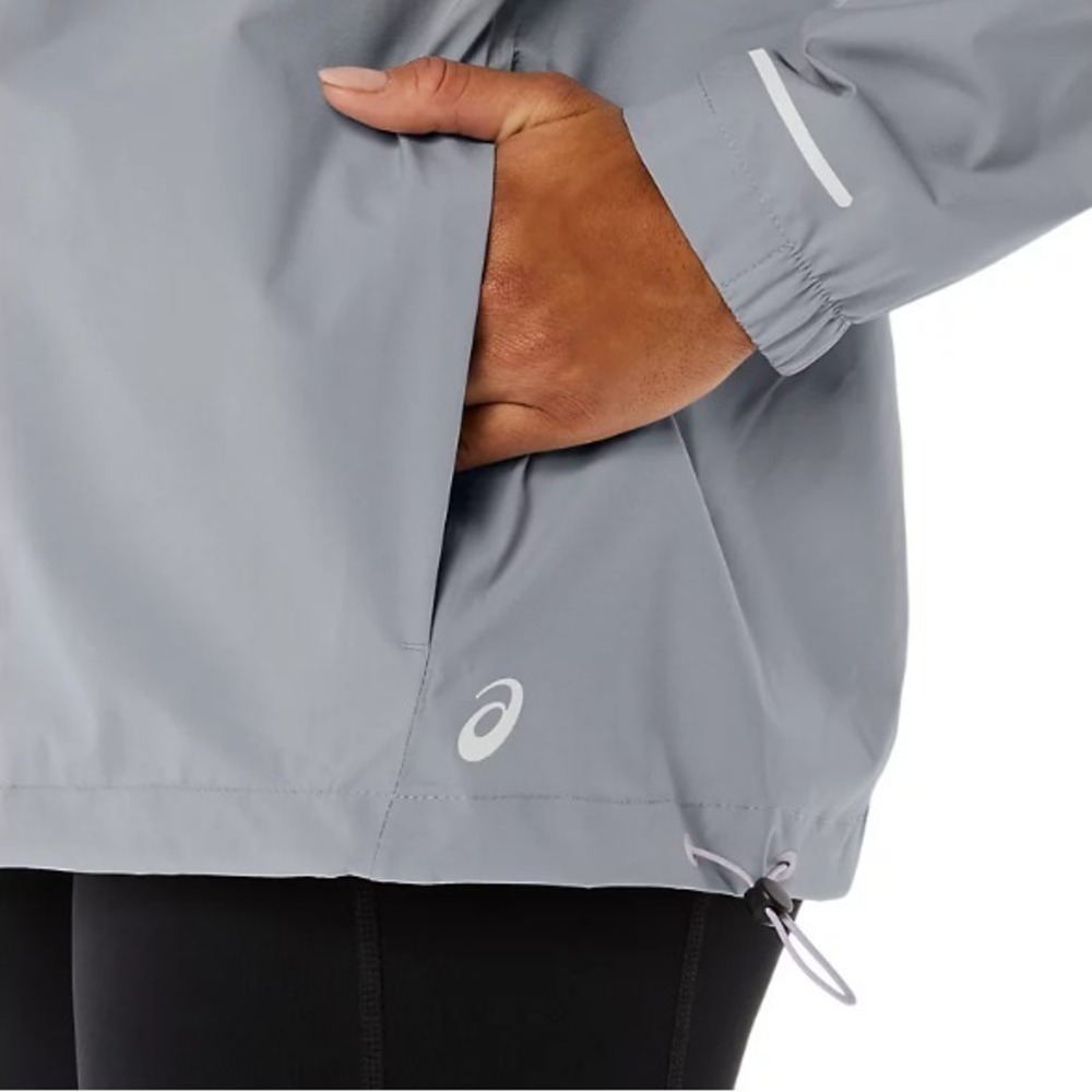 ASICS® (Women's LARGE) Waterproof Jacket in Piedmont Grey/Dusk Violet - $110 - Picture 4 of 10